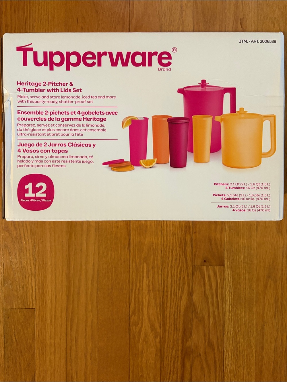Tupperware Bright Pitcher and Tumbler Set - Pink & Orange